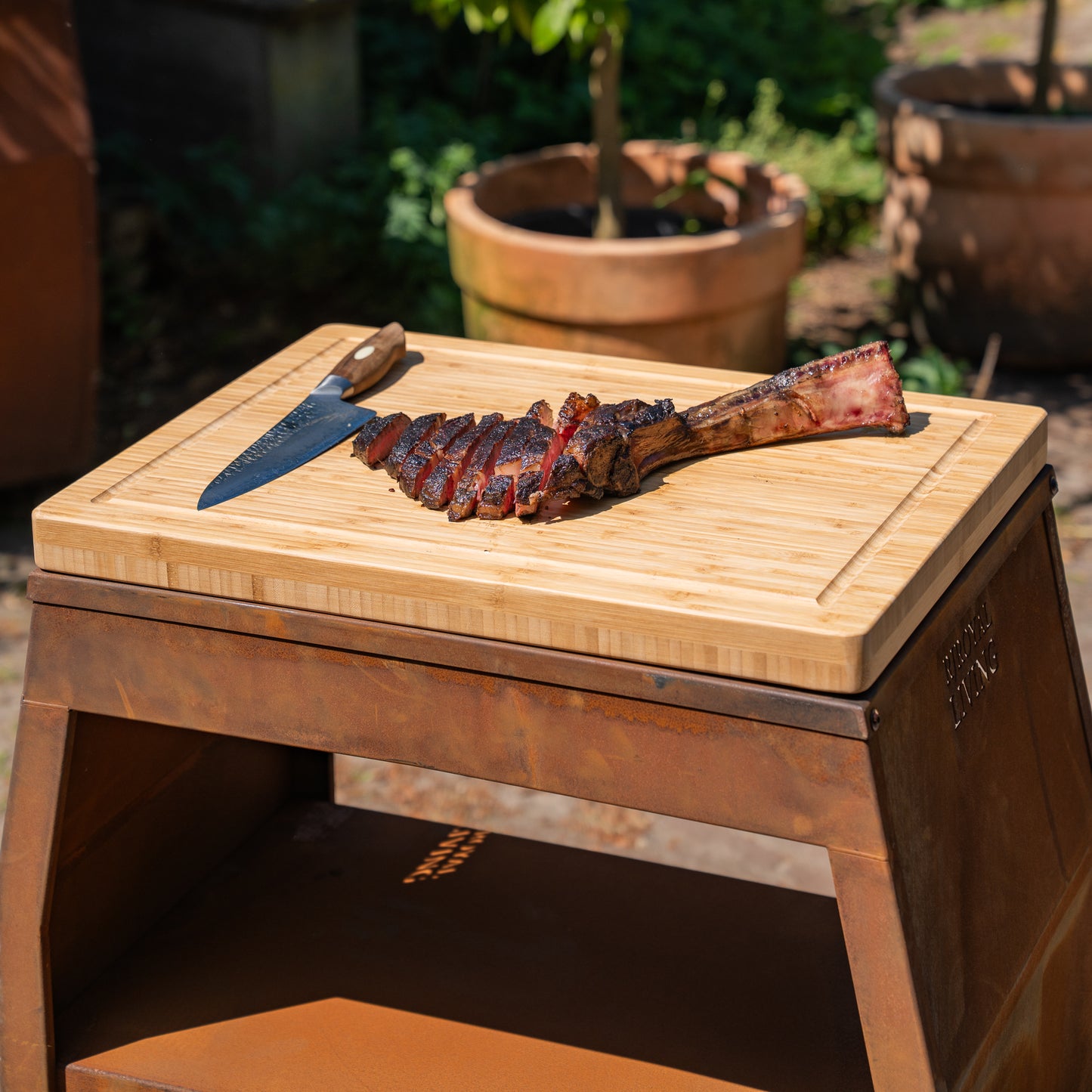 BBQ Plancha Table - Tabla Cortar Cortensteel - With Cutting Board