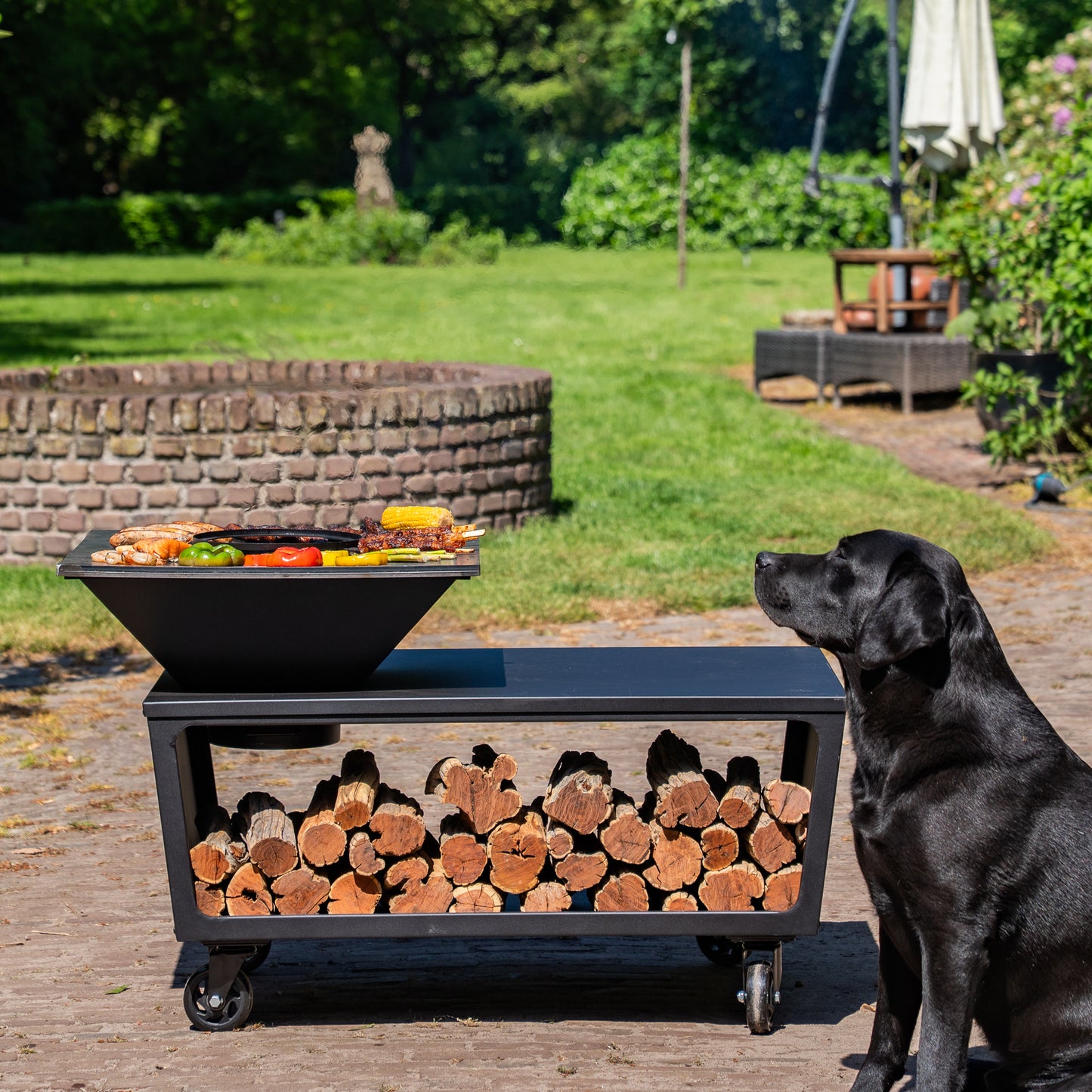 BBQ Plancha Grill Compañía - with cover and wood storage 60Ø - Without cutting board